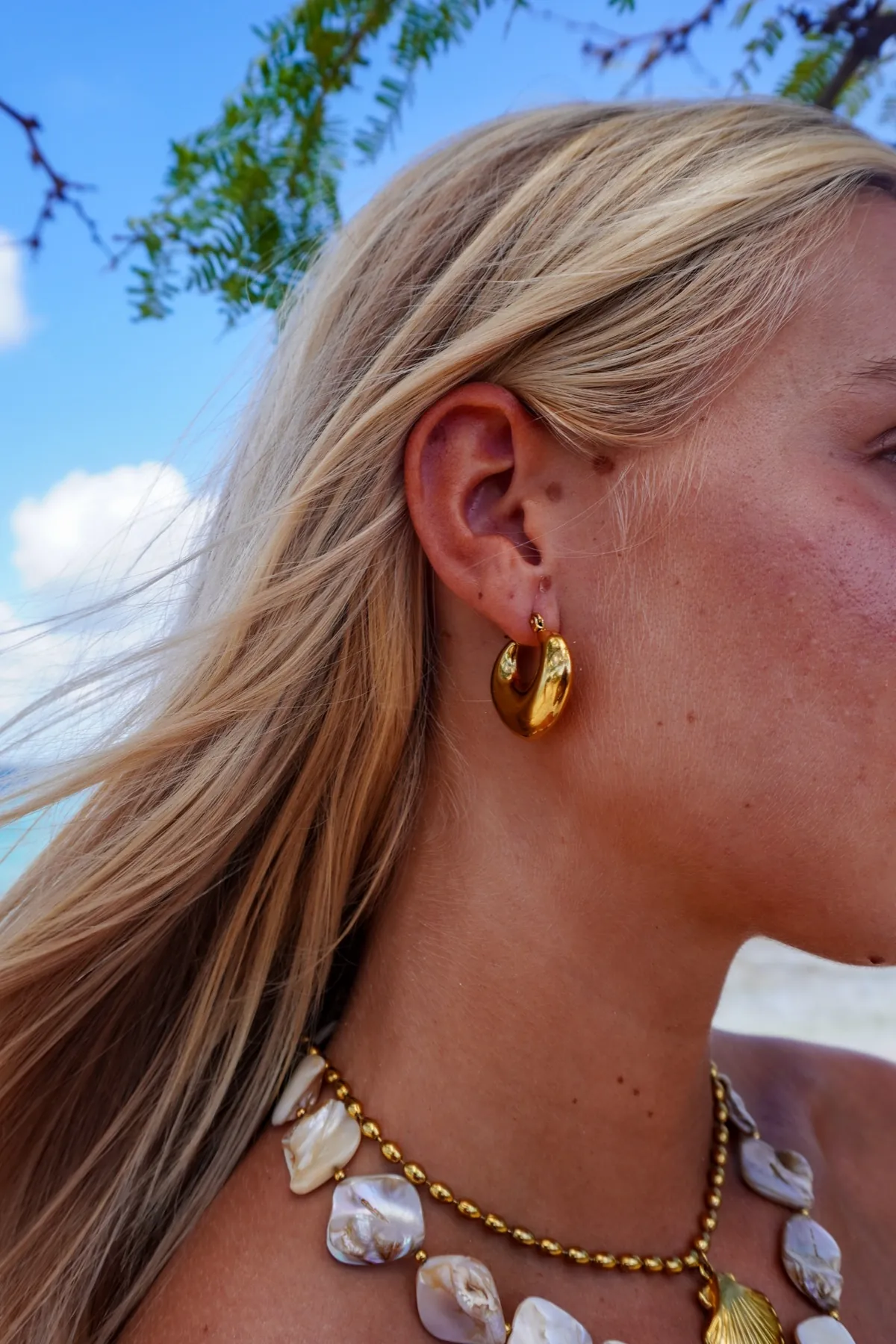 Naia Earrings, Round, bold hoops, Stainless steel