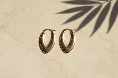 Cala Earrings, Oval hoops, Stainless steel