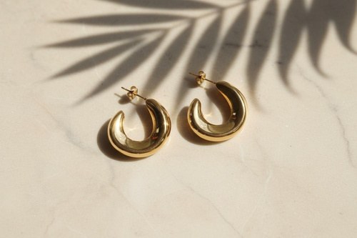 Raya Earrings, Teardrop hoops, Stainless steel