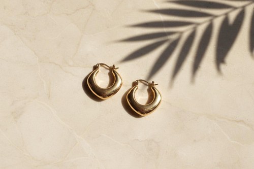 Sol Earrings, Square hoops, gold-tone, Stainless steel
