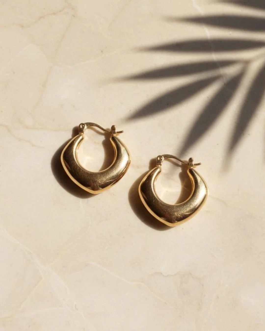 Sol Earrings, Square hoops, gold-tone